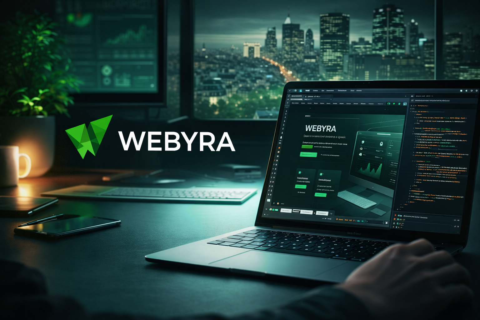 Équipe WEBYRA au travail sur un projet web premium